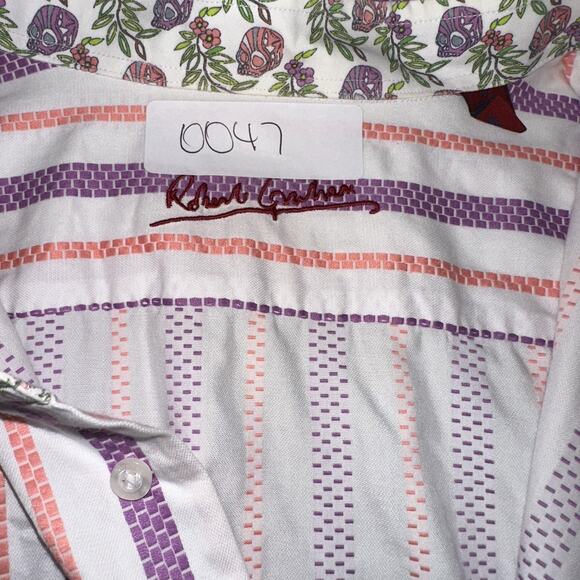 Robert Graham Shirt Bold Flip Cuff Embroidered Striped Long Sleeve Men’s XXL - Picture 9 of 9